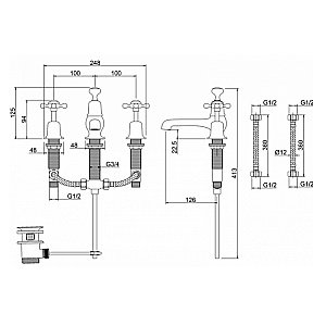 Смеситель для раковины Burlington CL12-QT GOLD золото купить в интернет-магазине сантехники Sanbest