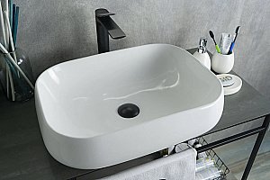 Раковина накладная Gid Geometrico 56 N9243 51135 белая купить в интернет-магазине Sanbest