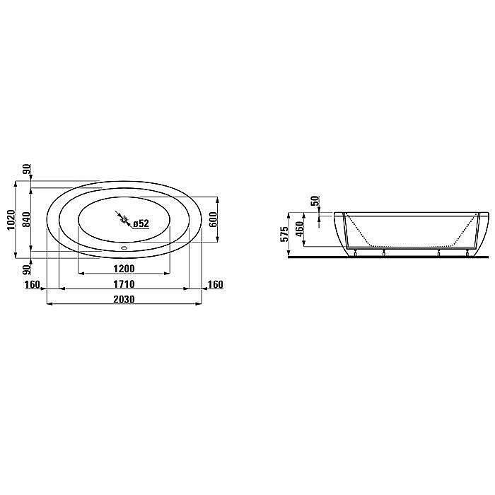 Акриловая ванна Laufen Alessi One 203х102 2.4197.0.000.000.1 белая купить в интернет-магазине Sanbest