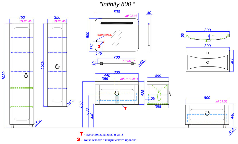 Тумба с раковиной AQWELLA Infinity 80 белая для ванной в интернет-магазине Sanbest