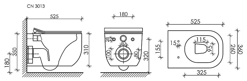 Унитаз подвесной Ceramica Nova NOEL Rimless CN3013 безободковый, с крышкой микролифт купить в интернет-магазине Sanbest