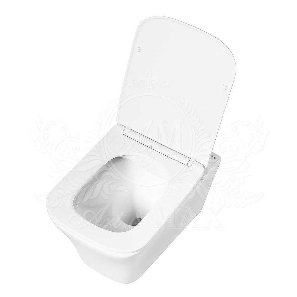 Унитаз подвесной Art&Max PLATINO AM9321CHR/SC белый, с сиденьем микролифт, безободковый купить в интернет-магазине Sanbest