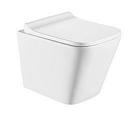 Унитаз подвесной CeramaLux 5171MW белый матовый, безободковый, с крышкой микролифт купить в интернет-магазине Sanbest