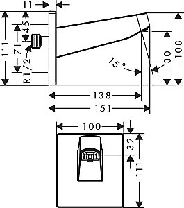 Держатель верхнего душа Hansgrohe Pulsify 24149670 черный купить в интернет-магазине сантехники Sanbest