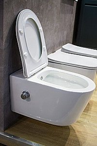 Унитаз подвесной Art&Max ZOE AM9322C1CHR/SC белый, с сиденьем микролифт, безободковый, функция биде купить в интернет-магазине Sanbest