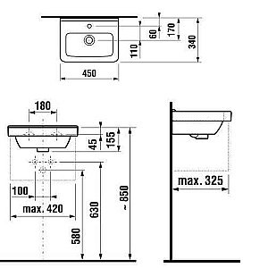 Раковина подвесная Jika CUBITO mini 45 см белая купить в интернет-магазине Sanbest