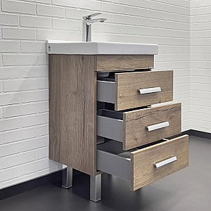 Тумба с раковиной Comforty Никосия 50 00-00018024 дуб темный для ванной в интернет-магазине Sanbest