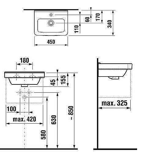 Раковина подвесная Jika CUBITO mini 45 см белая купить в интернет-магазине Sanbest