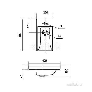 Раковина мебельная Santek Миранда 40 1.WH30.2.500 белая купить в интернет-магазине Sanbest