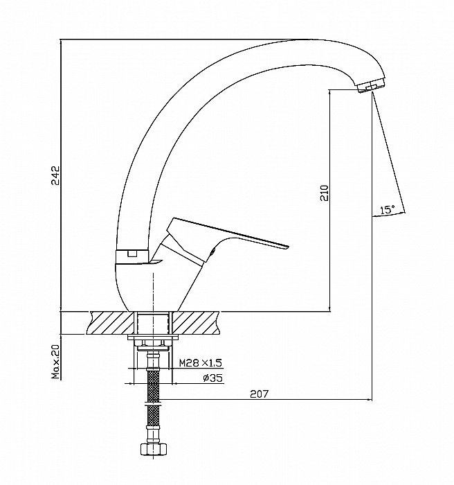 Смеситель для кухни Orange Dia M45-002cr купить в интернет-магазине сантехники Sanbest