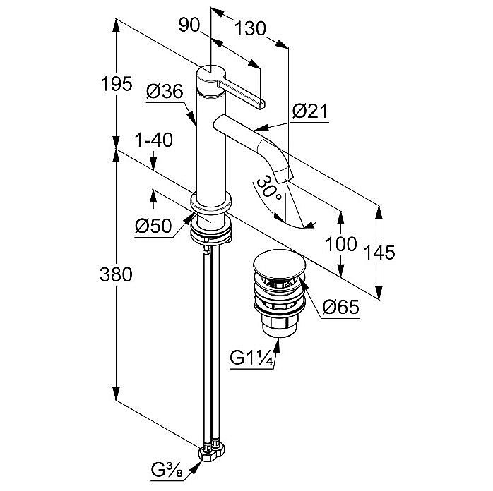 Смеситель для раковины KLUDI NOVA FONTE Pura 202880515 купить в интернет-магазине сантехники Sanbest