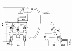 Смеситель для ванны Burlington BI21-QT хром/ручки белые купить в интернет-магазине сантехники Sanbest