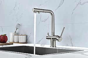 Смеситель для кухни Paulmark Serpentine Se213222-BS брашированная сталь купить в интернет-магазине сантехники Sanbest