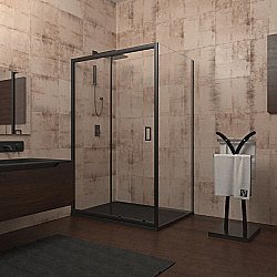 Душевой уголок Veconi Rovigo RV040B-13090-01-C1 130х90 стекло прозрачное/профиль черный матовый купить в интернет-магазине Sanbest