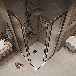 Душевой уголок Grossman Galaxy 300.K33.01.9090.21.02 90x90 стекло шиншилла/профиль черный матовый купить в интернет-магазине Sanbest