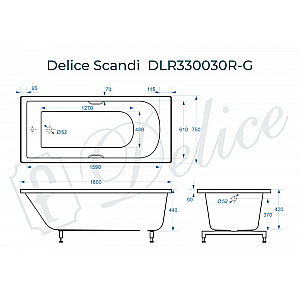 Ванна Delice Scandi DLR330030R-G 180х75 белая/ручки хром купить в интернет-магазине Sanbest