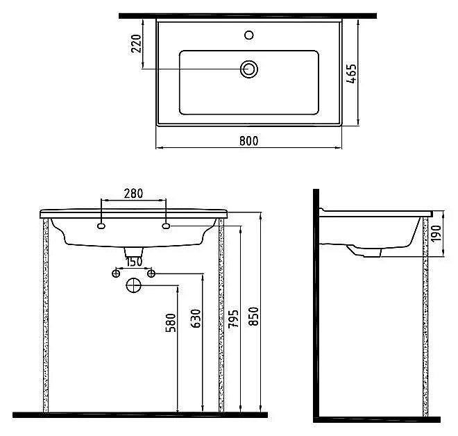 Раковина мебельная Bien Neptun 80 NPLK08001FD1W3000 белая купить в интернет-магазине Sanbest
