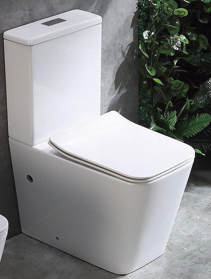 Унитаз напольный CeramaLux 2170AXMW белый матовый, безободковый, с бачком, с крышкой микролифт купить в интернет-магазине Sanbest