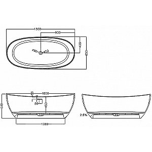 Ванна Abber Stein 180x85 AS9615-1.8 белая матовая купить в интернет-магазине Sanbest