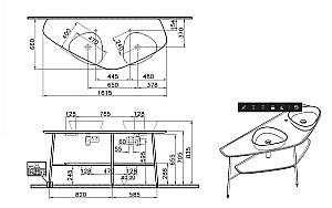 Консоль c двумя раковинами Vitra PLURAL 160 черная/темный дуб для ванной в интернет-магазине сантехники Sanbest