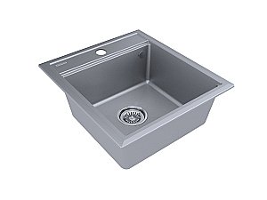 Кухонная мойка Paulmark STEPIA 45 + коландер ADVANCE PM114651-GRM+A375-BS серый металлик купить в интернет-магазине сантехники Sanbest