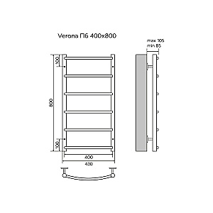 Полотенцесушитель водяной Azario VERONA П6 400х800 AZ04148 хром купить в интернет-магазине сантехники Sanbest