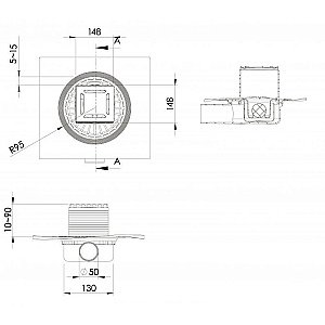 Душевой трап боковой Berges Zentrum Norma 15х15 090363 матовый хром купить в интернет-магазине Sanbest