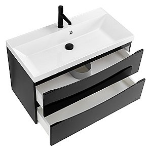 Тумба с раковиной Belbagno MARINO 80 2C-SO/BB800/450-LV-MR-AST Nero Lucido для ванной в интернет-магазине Sanbest