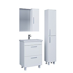 Тумба с раковиной Grossman НЕО-60 с ящиками белая для ванной в интернет-магазине Sanbest