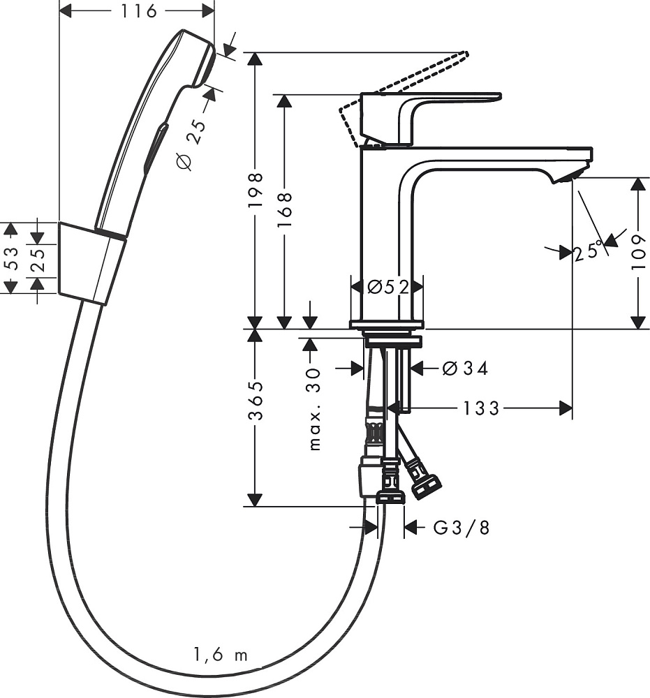 Смеситель для раковины Hansgrohe Rebris S 72215000 купить в интернет-магазине сантехники Sanbest