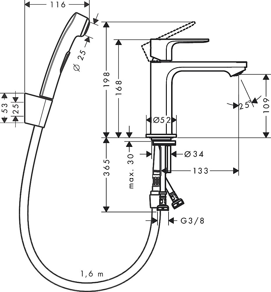 Смеситель для раковины Hansgrohe Rebris S 72215000 купить в интернет-магазине сантехники Sanbest
