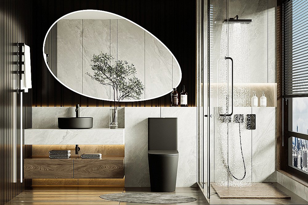 Унитаз ABBER Bequem AC1112TMB с крышкой микролифт, с бачком, безободковый, смыв торнадо, черный матовый купить в интернет-магазине Sanbest