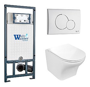 Унитаз с инсталляцией WeltWasser MARBERG 507+ODENBACH 004 GL-WT+MAR 507 RD GL-WT белый глянец/кнопка белый глянец купить в интернет-магазине Sanbest
