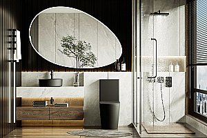 Унитаз ABBER Bequem AC1112TMB с крышкой микролифт, с бачком, безободковый, смыв торнадо, черный матовый купить в интернет-магазине Sanbest