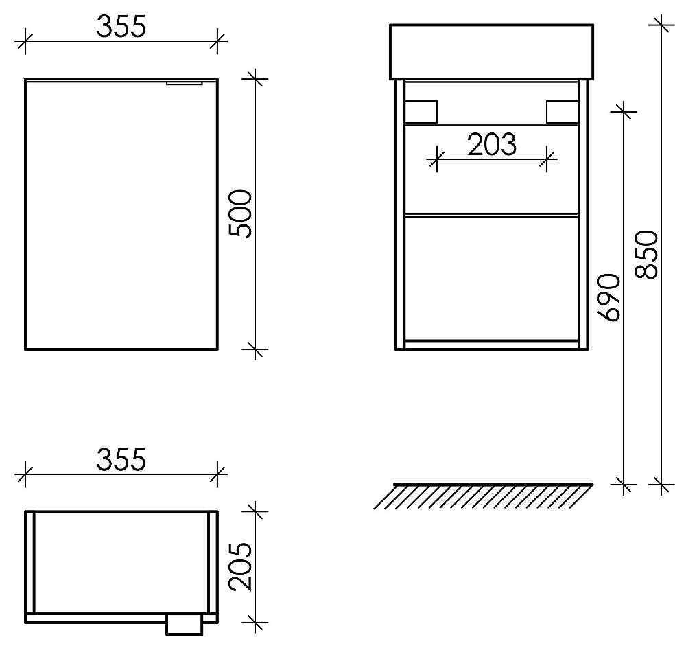 Тумба с раковиной Sancos Mini  MN35W белый глянец для ванной в интернет-магазине Sanbest