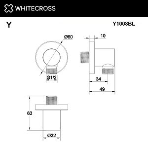 Подключение для шланга WhiteCross Y Y1008BL черный купить в интернет-магазине сантехники Sanbest