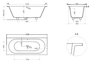 Ванна Salini Ornella AXIS S-Sense 170x70 104613GF RAL купить в интернет-магазине Sanbest