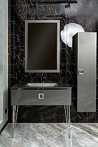 Консоль с раковиной Armadi Art LUCIDO 80 глянцевый графит для ванной в интернет-магазине сантехники Sanbest