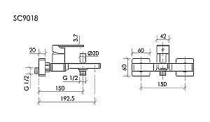 Смеситель для ванны и душа Sancos Studio SC9018GG вороненая сталь купить в интернет-магазине сантехники Sanbest