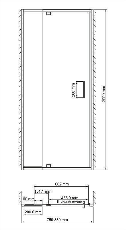Душевая дверь WasserKRAFT Berkel 48P 85 купить в интернет-магазине Sanbest