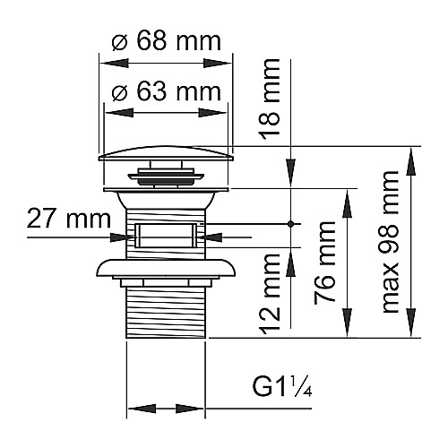 Донный клапан Push-up WasserKraft A024GR графит купить в интернет-магазине сантехники Sanbest