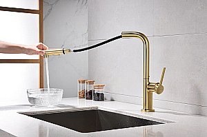 Смеситель для кухни Paulmark Neo Ne214419-BG матовое золото купить в интернет-магазине сантехники Sanbest