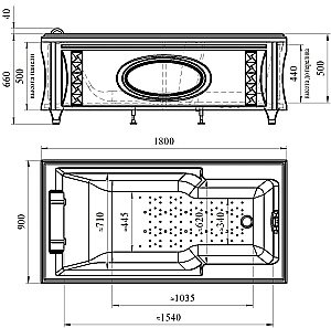 Ванна акриловая FRA GRANDE РУСИЛЬОН 4-01-2-0-1-423 180х90 белая купить в интернет-магазине Sanbest
