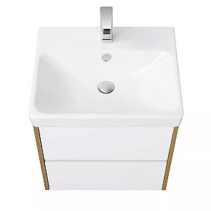 Тумба с раковиной Акватон Сканди 55 белая/дуб рустикальный для ванной в интернет-магазине Sanbest