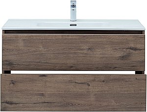 Тумба с раковиной Aquanet Lino 287545 100 (Flat) дуб веллингтон для ванной в интернет-магазине Sanbest