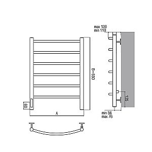 Полотенцесушитель электрический Terminus Классик П6 450х650 левый/правый купить в интернет-магазине сантехники Sanbest