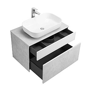 Тумба с раковиной Акватон Марбл 80/Лола 60 слейт/белая матовая для ванной в интернет-магазине Sanbest