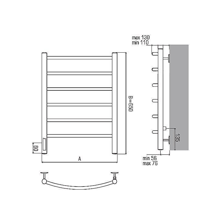 Полотенцесушитель электрический Terminus Классик П6 450х650 левый/правый купить в интернет-магазине сантехники Sanbest
