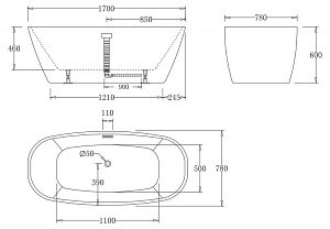 Ванна акриловая BelBagno BB72 170 белая купить в интернет-магазине Sanbest