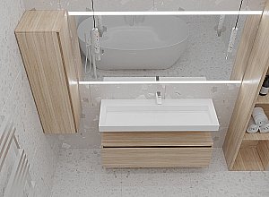 Тумба с раковиной Armadi Art Flat 60/120 светлый дуб для ванной в интернет-магазине Sanbest